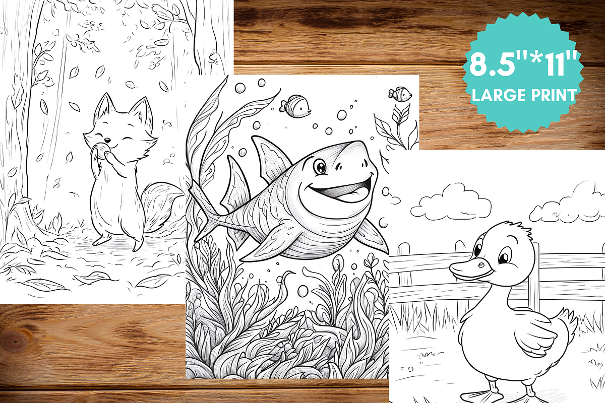 Cute Animal Coloring Pages for Kids, an Animal Illustration by LA Design (Photo 4 of 10)