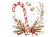 watercolor Christmas candy cane, a Seasonal Illustration by Creative design (Thumbnail 2 of 7)