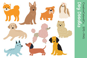 Dog Doodles Sketch Bundle EPS PNG