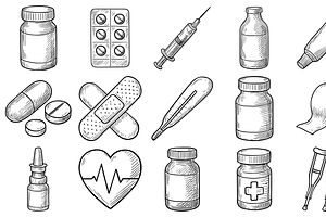 Medical Supplies Icon Set