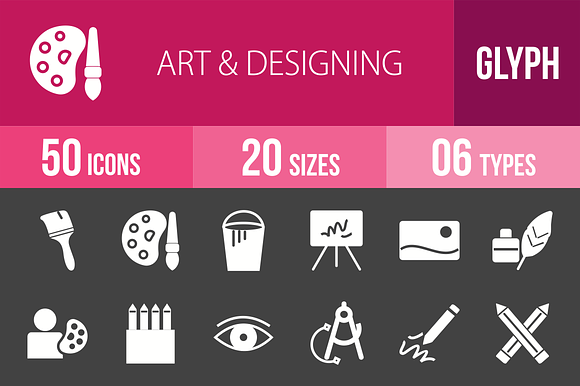 50 Art Designing Glyph Inverted