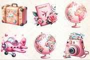Watercolor Pink Travel clipart, an Illustration by Rose Art (Thumbnail 3 of 3)