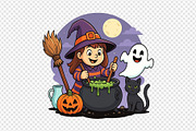 Cute Halloween Witch Cauldron., a Decorative Illustration by kaisorn (Thumbnail 6 of 6)