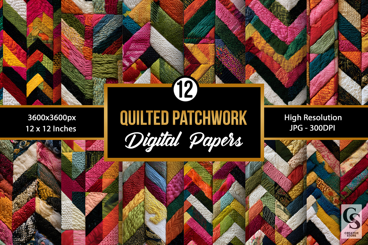 Quilted Patchwork Seamless Patterns, a Pattern Graphic by Creative Store (Photo 1 of 5)