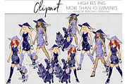 halloween clipart, navy witch beast, an Illustration by Personal Epiphany (Thumbnail 3 of 3)
