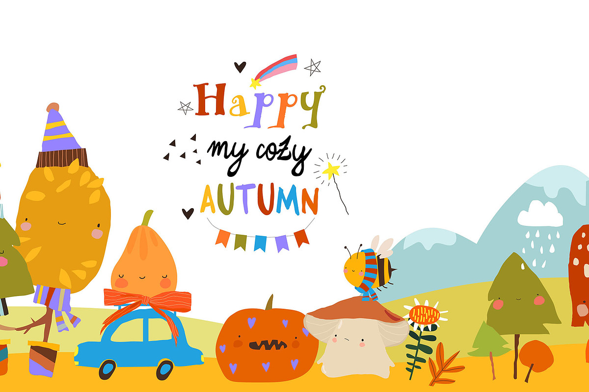 Vector Cartoon Autumn Landscape, a Seasonal Illustration by Maria Starus (Photo 1 of 3)