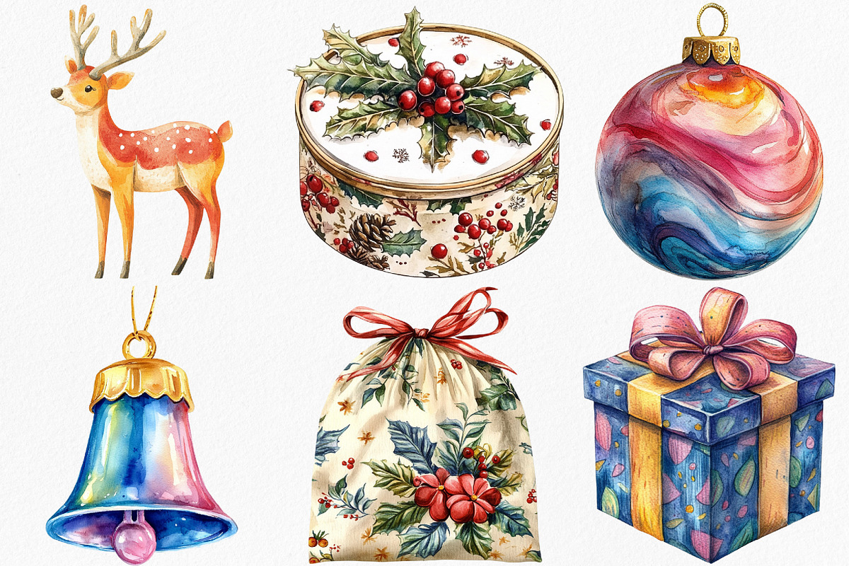 Retro 50s Christmas Clipart, an Illustration by Canvas Craft (Photo 2 of 8)
