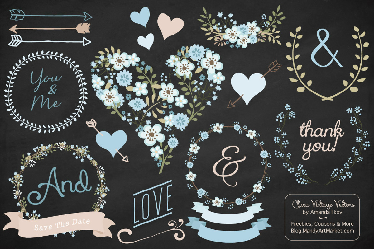 Soft Blue Vintage Vector Flowers, an Illustration by Amanda Ilkov (Photo 2 of 4)