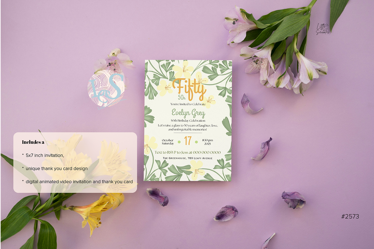 50th Birthday Canva Template, an Invitation Template by Little Creative Scribbles (Photo 4 of 6)