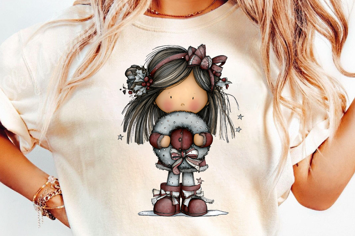 Christmas Little Girl Clipart, an Illustration by DreamCafeArt (Photo 6 of 8)