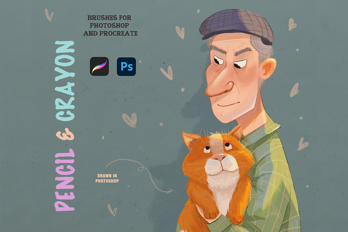 Pencil & Crayon Procreate Photoshop, a Brush Add-On by Spark Studio Brushes (Photo 5 of 7)