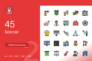 Soccer Filled Line Icons, an Icon by IconBunny (Thumbnail 1 of 2)