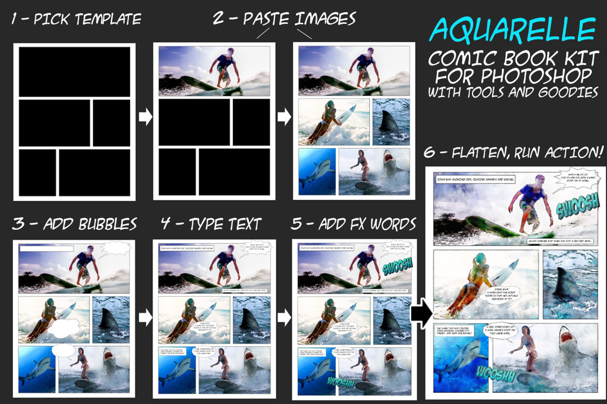 Aquarelle Comic Book Creator, an Action Add-On by the little wonder shop (Photo 1 of 5)