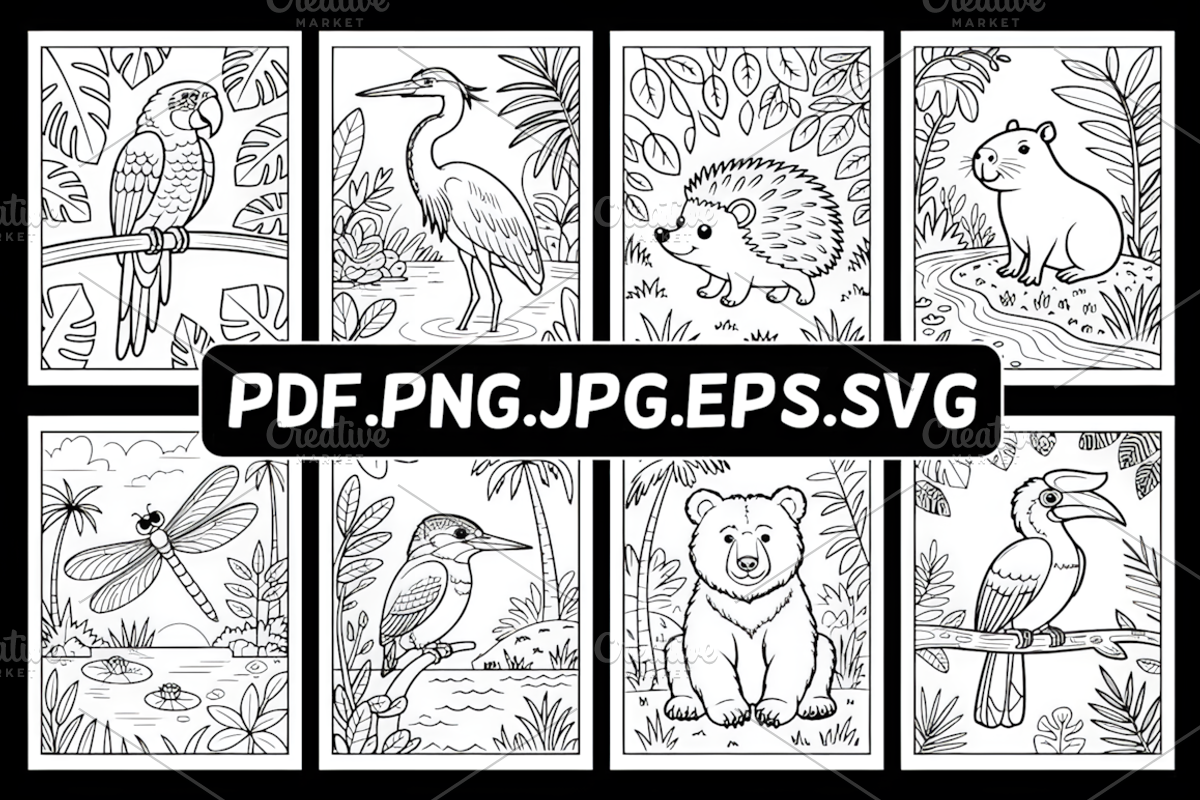 Jungle Animal Coloring Book for Kids, an Animal Illustration by Ink Gallery (Photo 2 of 7)
