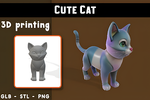 Cute Cat 3D Model, an Animal 3D Model by Ink Gallery