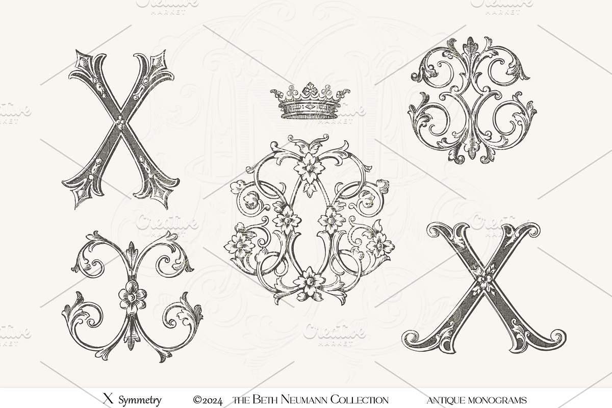 Antique Vintage Monogram Initial X, an Object Graphic by Antique Monograms (Photo 1 of 4)