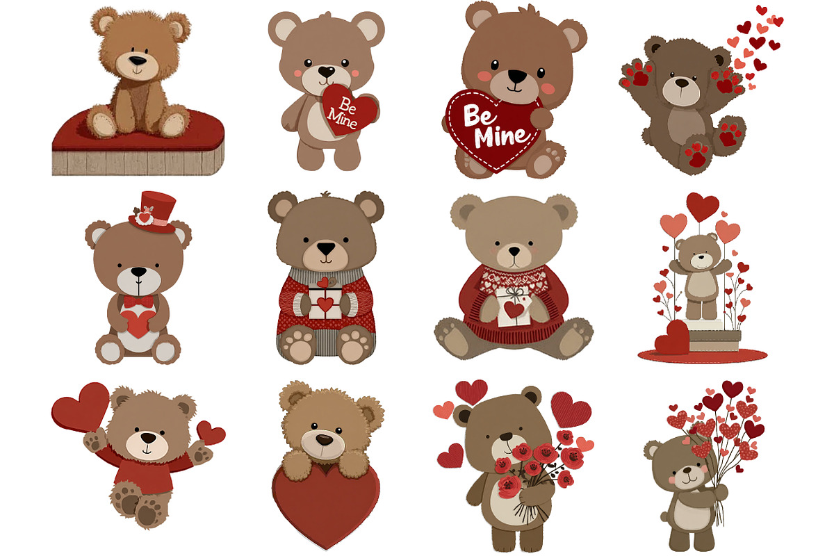 Teddy Bear Love Clipart, an Illustration by DreamArtGraphic (Photo 3 of 4)