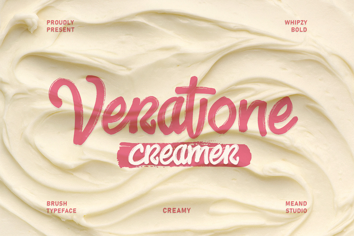 Veratone – Creamy Brush Typeface, a Script Font by MEANDSTUDIO (Photo 1 of 9)