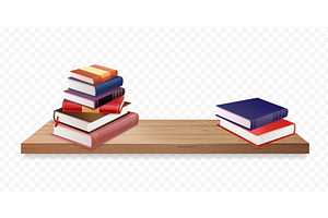 Realistic bookshelf. Book wooden, an Object Illustration by Stock-Smart-Start
