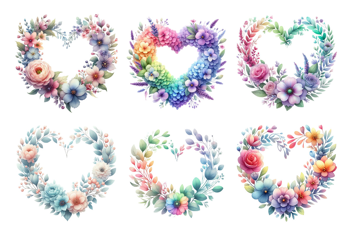 heart-shaped spring floral clipart, an Illustration by Daily.Designs (Photo 4 of 5)