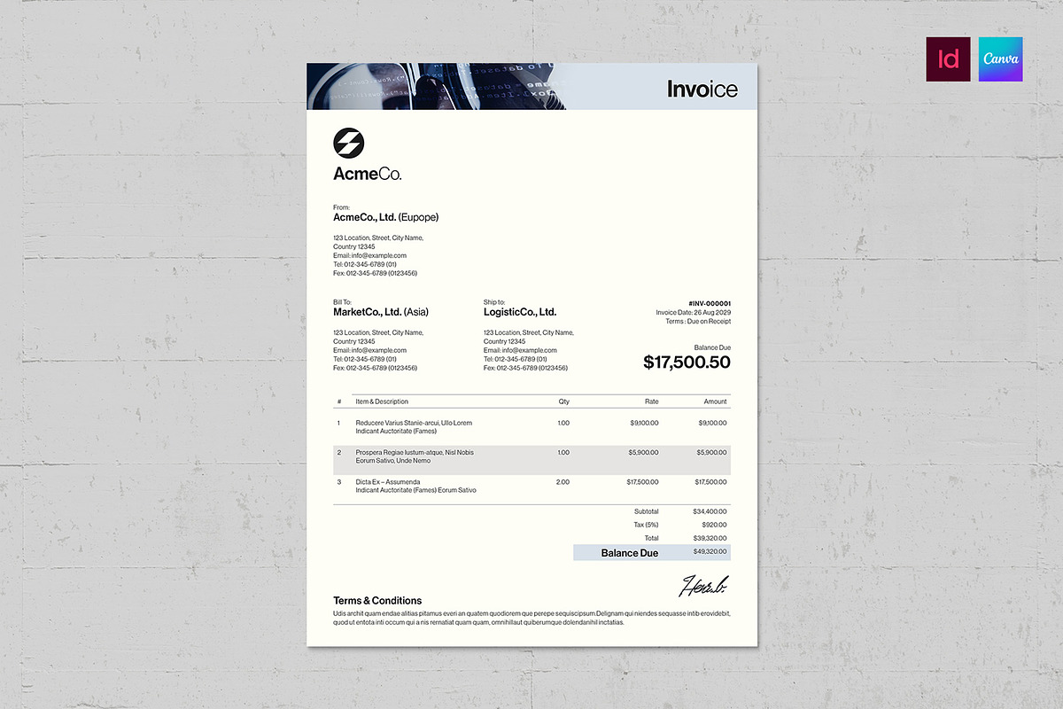 Invoice Template, a Stationery Template by BrandPacks (Photo 1 of 4)