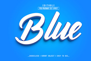 PSD Blue 3D Editable Text