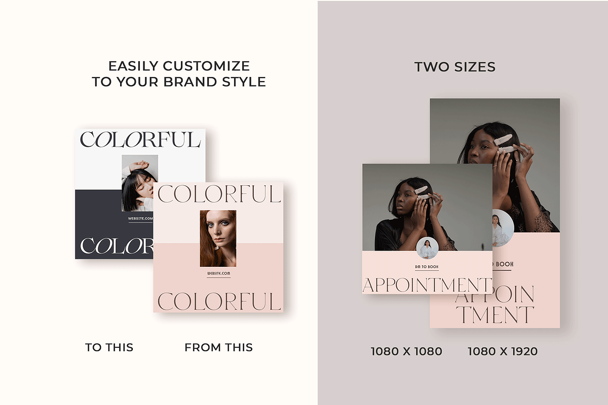 Instagram Salon Template CANVA, a Social Media Template by Kseniia_Design (Photo 3 of 10)