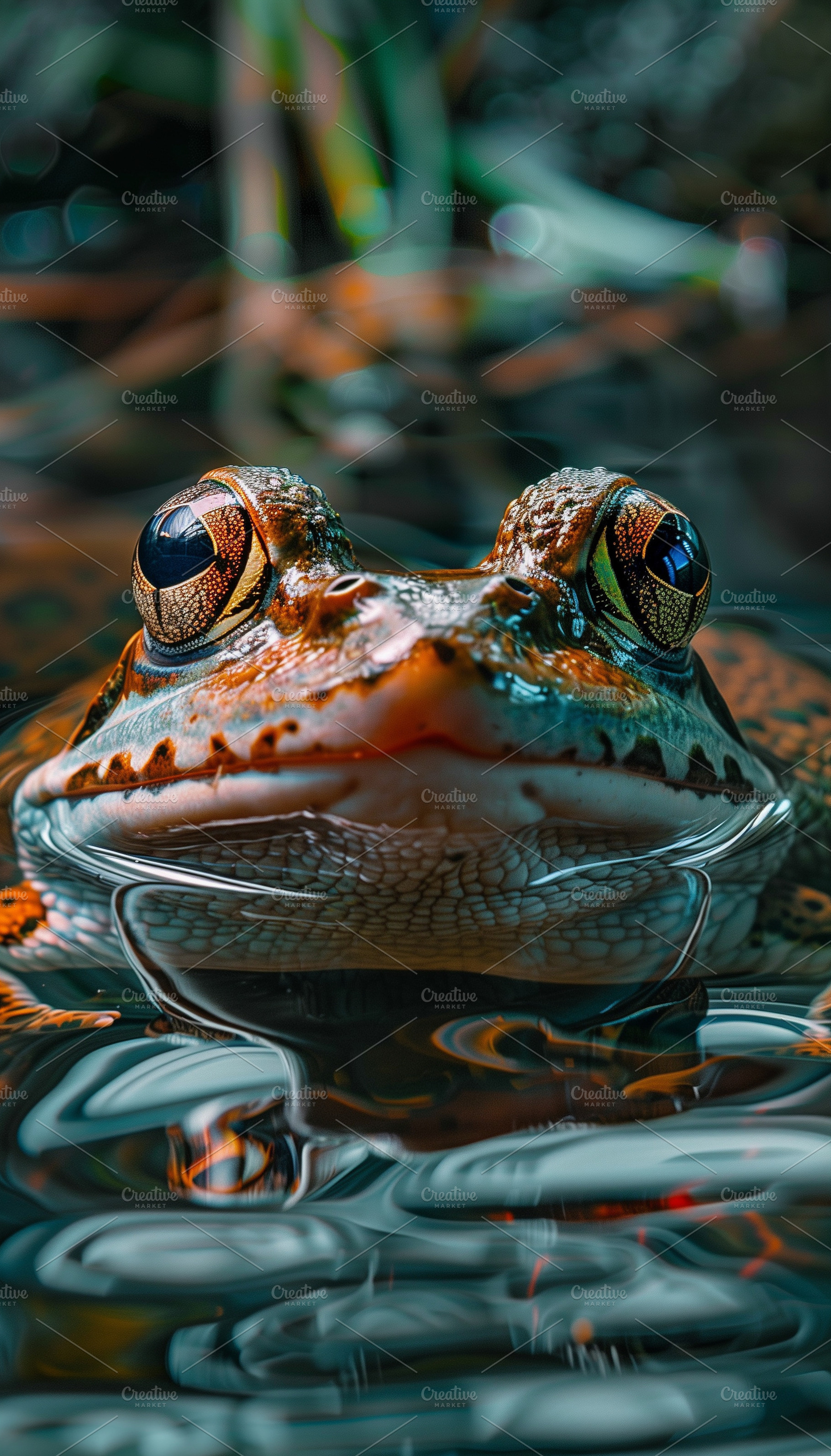 Frog emerging from water, an Animal Photo by MistyDay