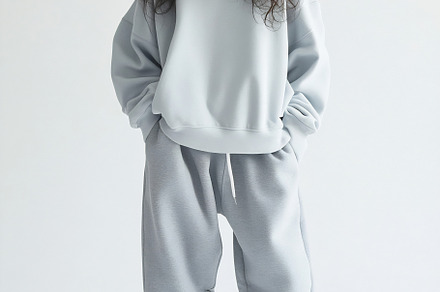 Casual gray outfit in a modern space, a Photo by Beautiful things