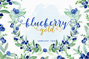 Blueberry gold. Watercolor clipart., an Illustration by LABFcreations (Thumbnail 5 of 6)