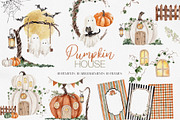Pumpkin House Watercolor Clipart, a Decorative Illustration by Beigetime (Thumbnail 1 of 13)