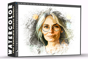 Watercolor Cartoon Psd Template