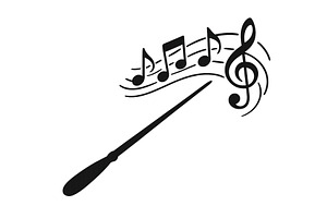 Magic wand creating music notes in a, an Illustration by ZinetroN