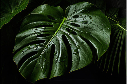 Vibrant Monsterra leaf. Generate Ai, a Nature Photo by Ylivdesign