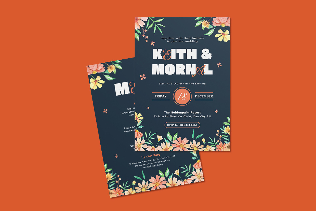 Fest Floral Wedding Invitation, an Invitation Template by iDoodle Studio (Photo 3 of 3)