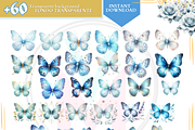Watercolor Blue butterflies clipart, a Decorative Illustration by VM PARTYS  BY TAIRUMA (Thumbnail 8 of 8)