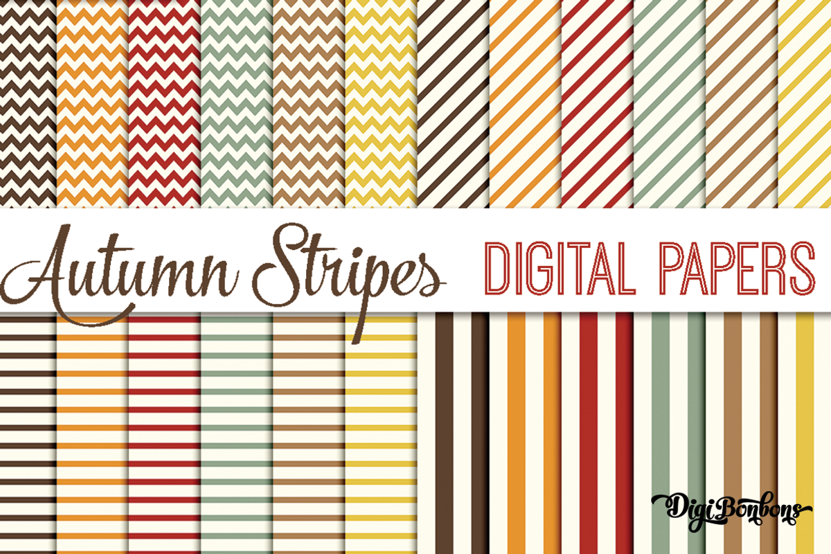 Simple Seamless Autumn Stripes 12x12, a Pattern Graphic by Digibonbons