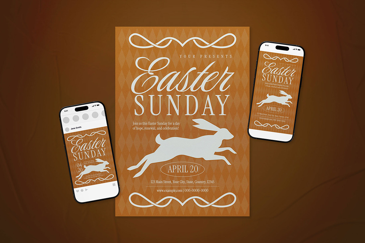 Brown Elegant Easter Sunday Flyer, a Flyer Template by The Good Store (Photo 1 of 2)
