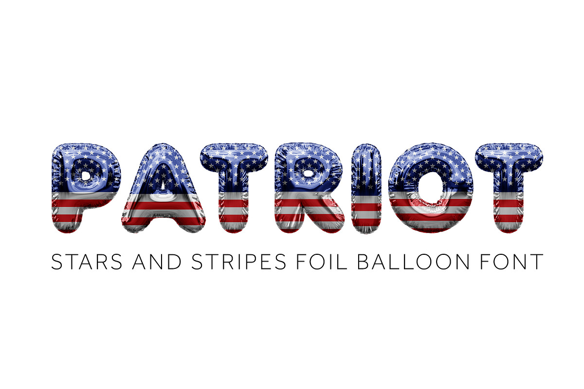 PATRIOT - USA flag foil balloon font