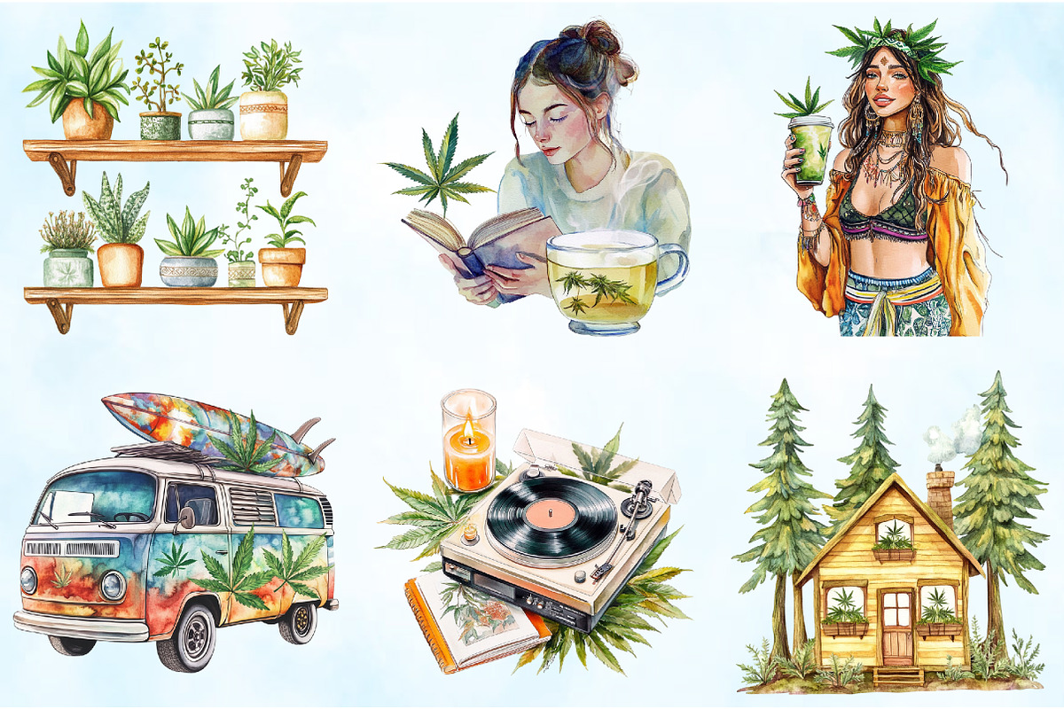 Cannabis Lifestyle Clipart Bundle, an Illustration by Craft Nest (Photo 5 of 5)