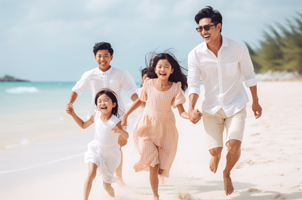 happy asian family having fun and ru, a Photo by Iftikhar Alam