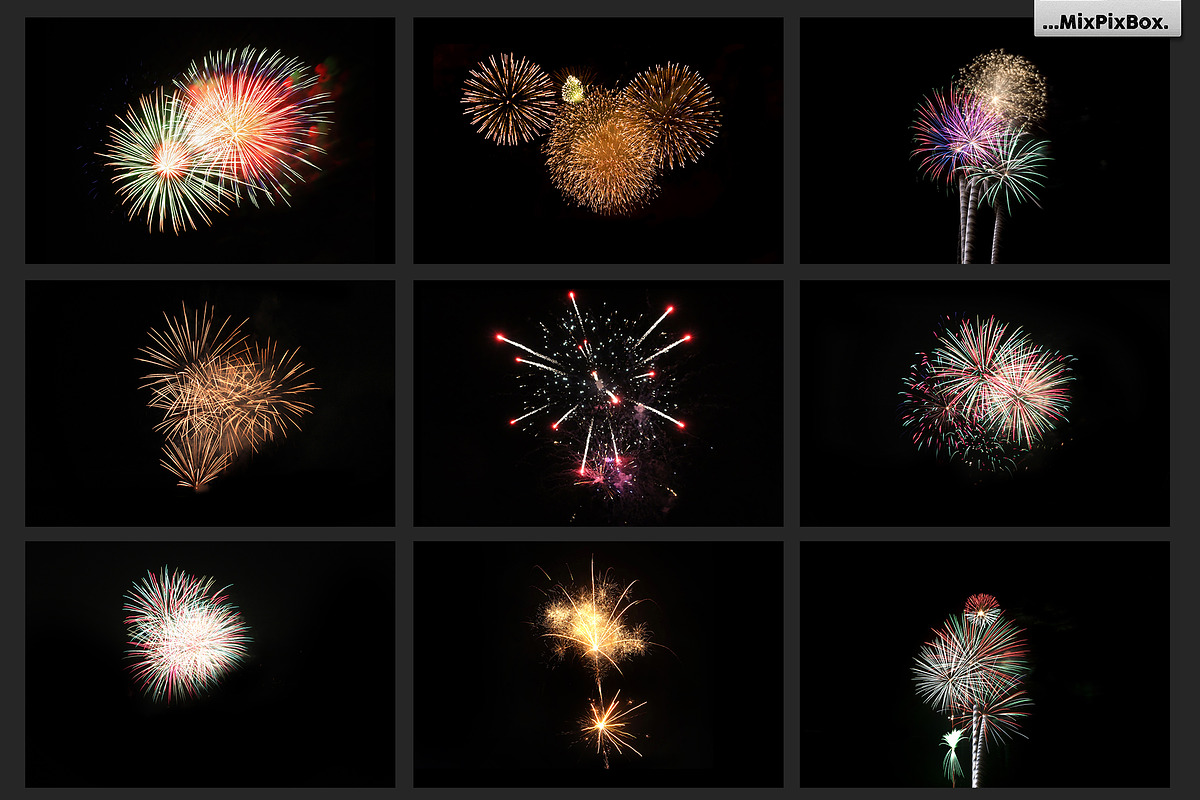 100 Fireworks Overlays, a Texture Graphic by MixPixBox