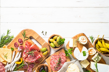Antipasto delicatessen  meat cheese and olives containing antipasto, a Food & Drink Photo by Nadia-nb