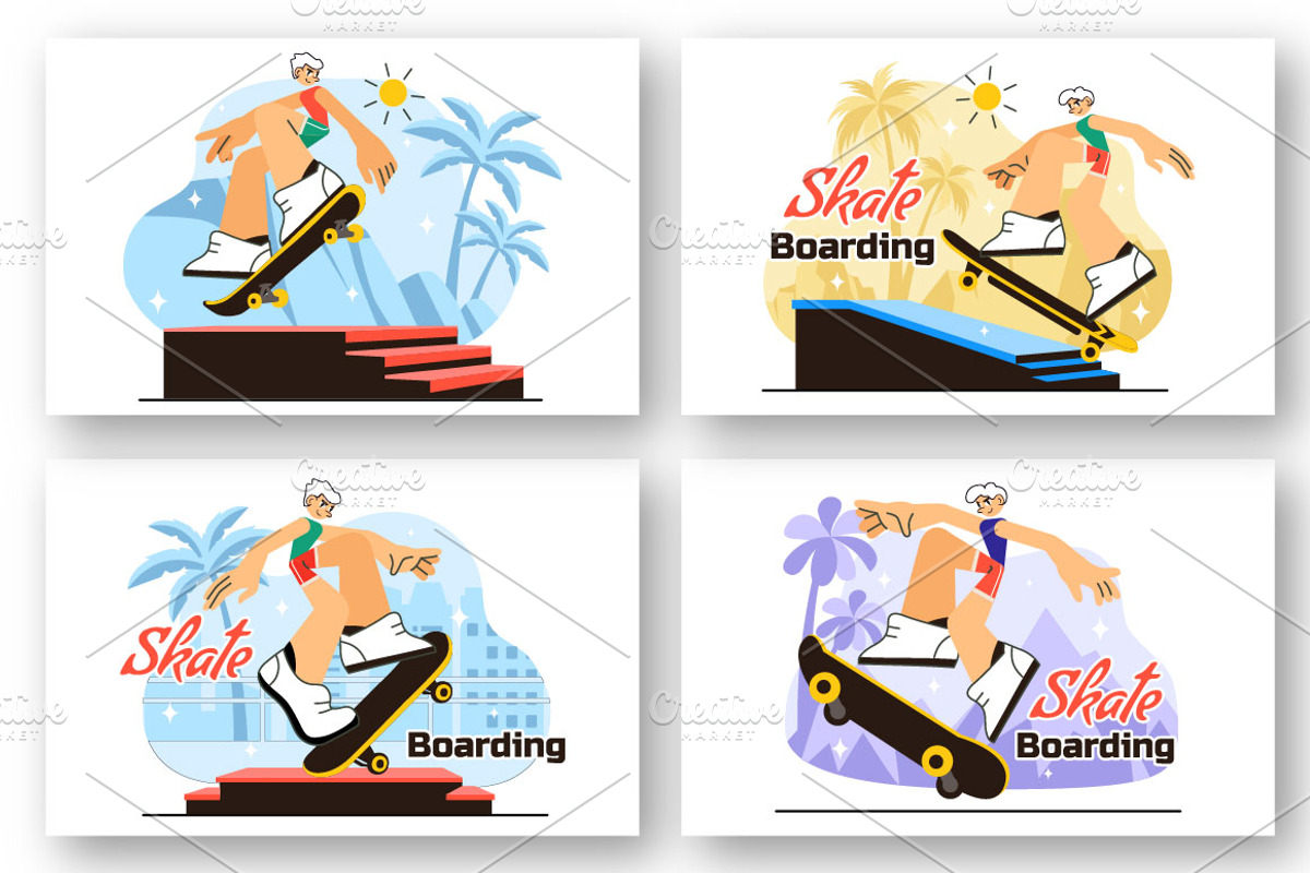 10 Extreme Skateboarding Tricks, a Sport Illustration by denayunebgt (Photo 2 of 4)