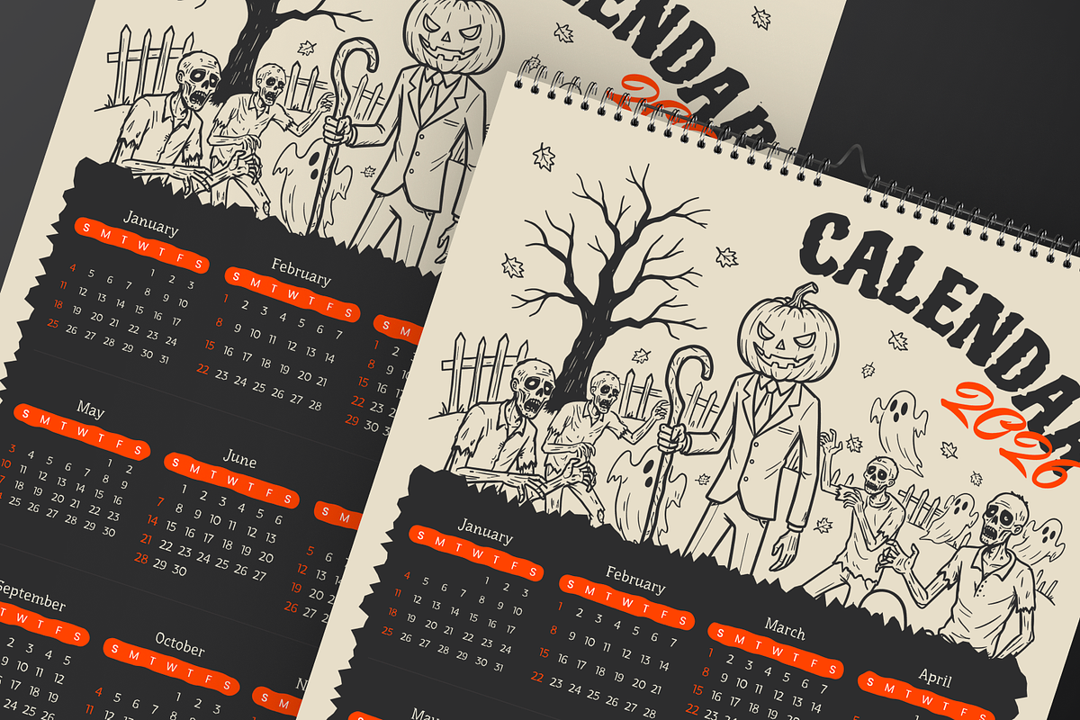 Halloween Horror Wall Calendar 2026, a Print Template by Annora Studio (Photo 4 of 6)