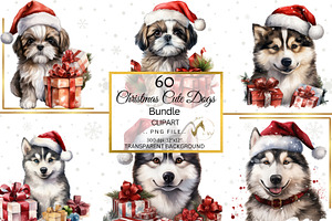 Christmas Dogs Clipart Bundle