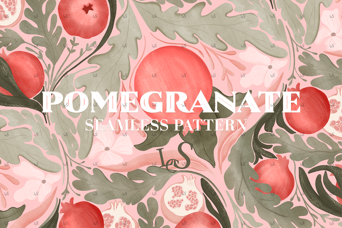 Pomegranate Seamless Pattern, a Pattern Graphic by Little Creative Scribbles (Photo 1 of 9)