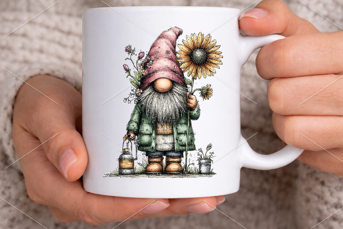 Watercolor Spring Gnome Clipart PNG, an Illustration by Canvas Craft (Photo 6 of 7)