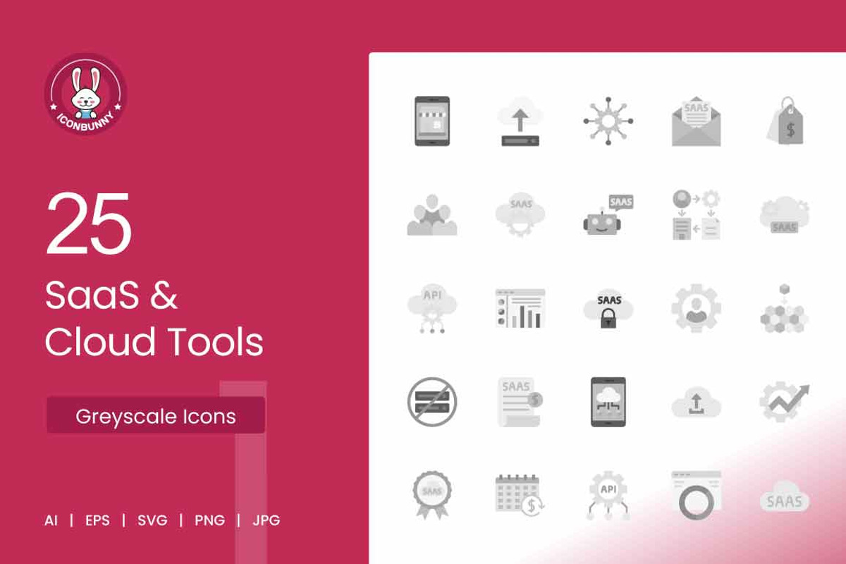 25 SaaS & Cloud Tools Icons, an Icon by IconBunny