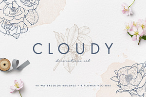 Cloudy Watercolor Brushes Vectors